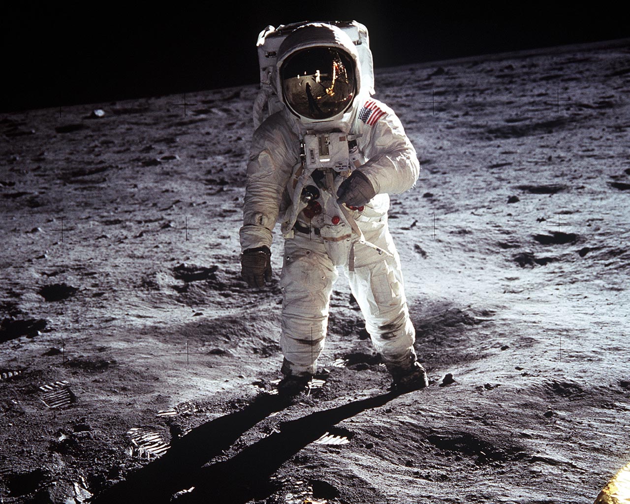 Эдвин Олдрин на Луне, 20 июля 1969