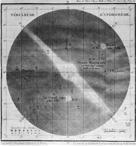 Объект M31, туманность Андромеды. Рисунок Ш. Мессье. 1807 г.