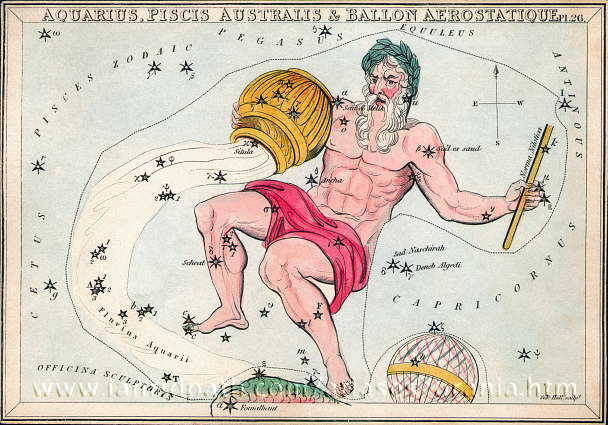 Созвездие Водолей из Атласа "Urania’s Mirror" (London, 1825)