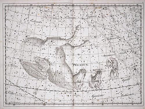 Созвездие Дельфин из Атласа Uranographia J. E. Bode (Берлин 1801)