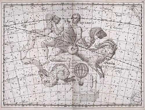 Созвездие Южной Рыбы из Атласа Uranographia J. E. Bode (Берлин 1801)