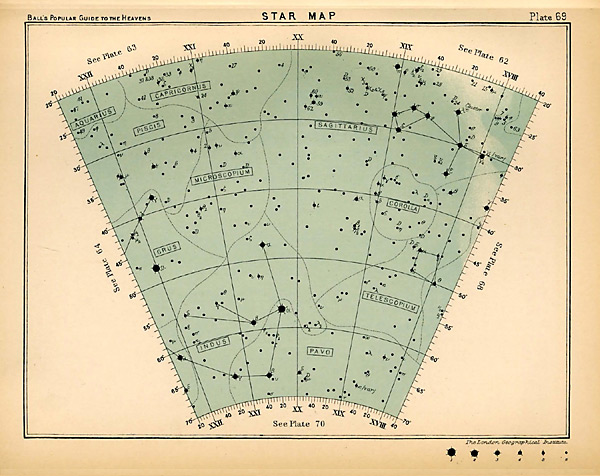 Старинная карта звездного неба (1910 год)