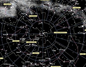 Карта звездного неба, северное полушарие