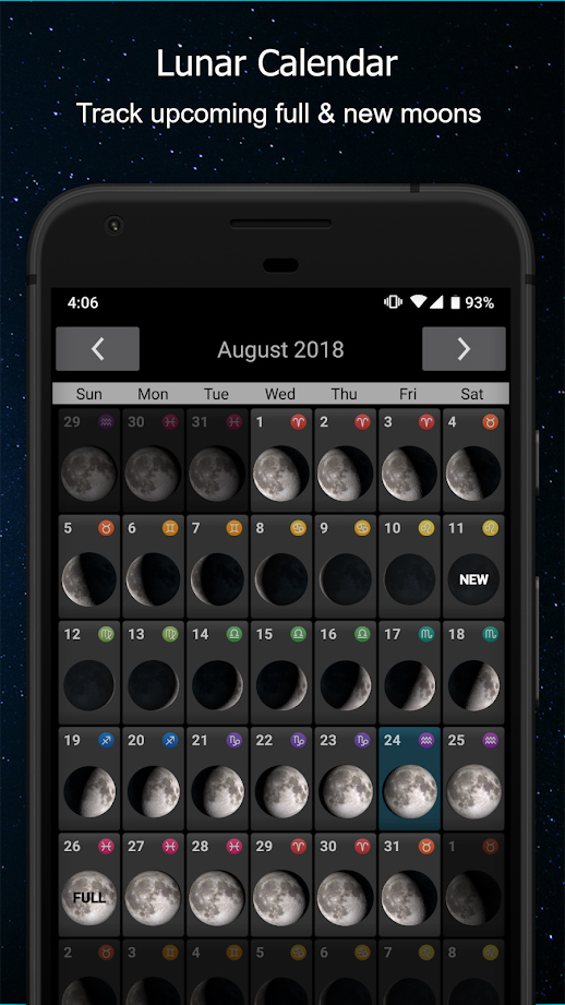 Phases of the Moon Calendar